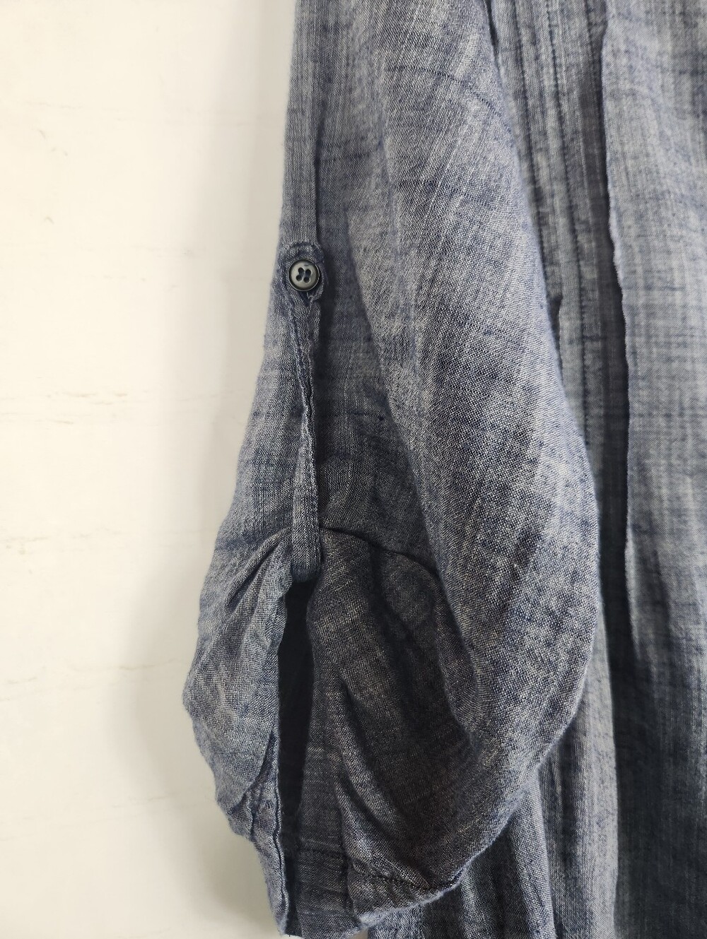 CP Shades Regina Chambray Blue Cotton Tunic Top Large Boho Lagenlook - Picture 7 of 12